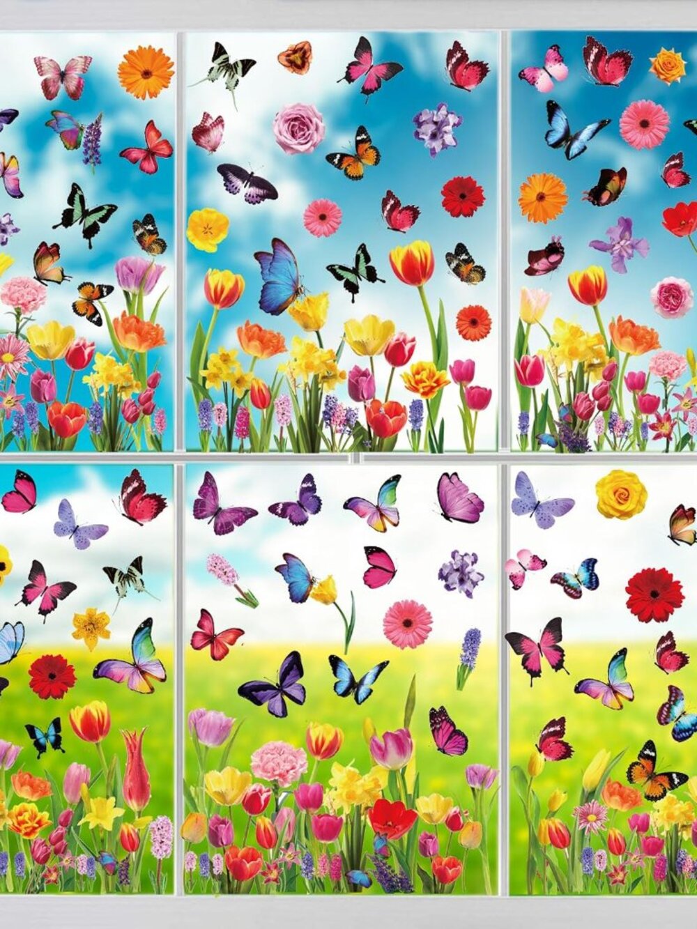 Spring Window Clings Stickers - Enchant Your Glass Windows with 127 Pieces on 9